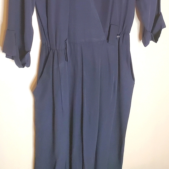 One-Piece Boxy Navy 80s Business Pantsuit with Removable Dickie - Picture 14 of 15